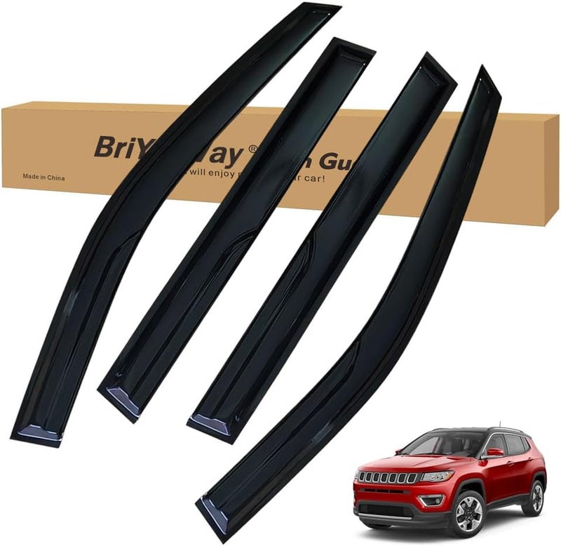 BriYorWay Vent Shades Rain Guards for Jeep Compass 2017 2018 2019 2020 2021 2022 2023 2024 2025 Accessories, for Jeep Compass Window Deflectors Window Visors - Image 1